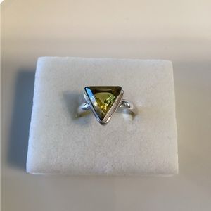 Sterling Silver Lemon Topaz Trillion Cut Ring